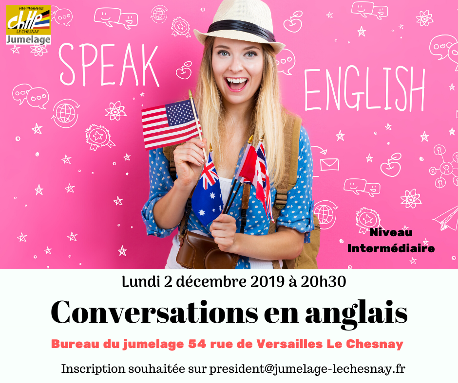 Conversations en anglais le 2 décembre 2019 à 20h30